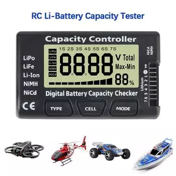 1-7S для Li-ion LiFe Nimh Nicd Lipo аккумуляторов RC Cars Boats Power Battery Tester Digital CellMeter 7 Battery Voltage Capacity Checker Black