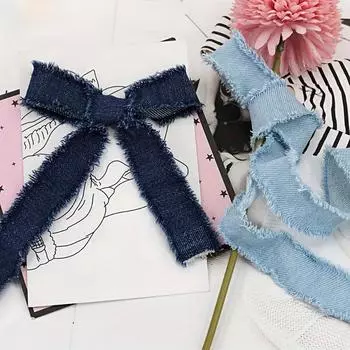 1.7Y/1.5M бахрома шелковая лента подарочная упаковка джинсы ткань тканевая лента ретро стиль ковбойский край кружево синий ковбой декор светло-синий