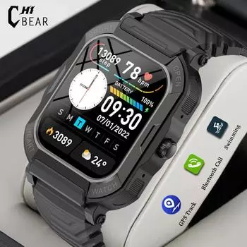 1,85-дюймовые уличные водонепроницаемые смарт-часы Ip68 для плавания, мужские спортивные фитнес-трекеры, Bluetooth-звонки, умные часы для мужчин для Sos