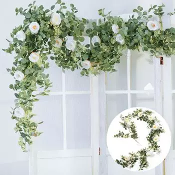 1,85 м искусственные цветы растения поддельные эвкалиптовая лоза гирлянда висит для свадьбы домашний садовый декор белый