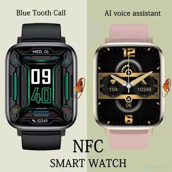 1.85 Men Blue Tooth Call Ai Voice Assistant Smart Watch Heartrate Testing Sports Fitness Tracker Nfc Music Women Smartwatch