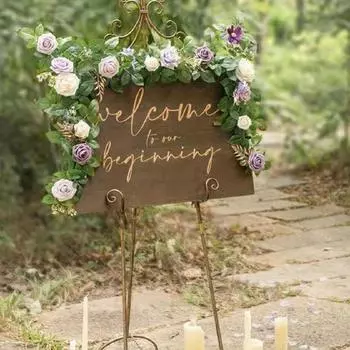 1.85m Arch Flowers Artificial Rose Flower Garland Floral Arrangements Wedding Table Centerpieces Floral Garland Greenery Garland Backdrop Wall Decor 1 Pc синий