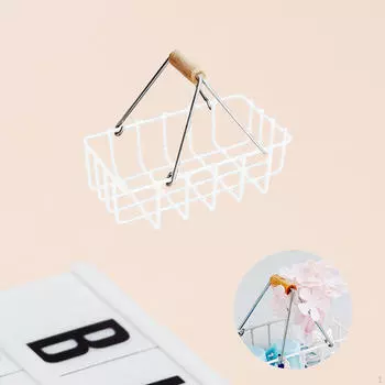 1/8 1/6 Миниатюрная корзина для хранения из сплава, кукольный домик для покупок с ручками, сцена из жизни белый