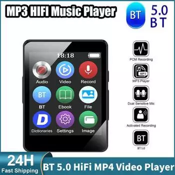 1,8-дюймовый HiFi MP3-плеер Bluetooth MP4 Видеоплеер FM-радио Электронная книга Аудиозапись Walkman Портативный Мини MP3-плеер с глубоким басом