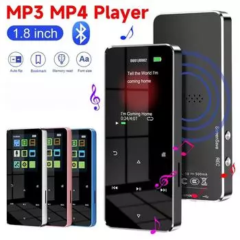 1,8-дюймовый TFT MP3-плеер USB 2.0 3,5-мм разъем Bluetooth-совместимый 5.0 музыкальный проигрыватель Без радио с функцией записи электронных книг Встроенный динамик чёрный