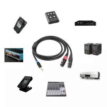 1/8 Inch Mini Jack To 2 XLR Y Splitter Adapter Male To Female Gold-Plated Plug S 1m