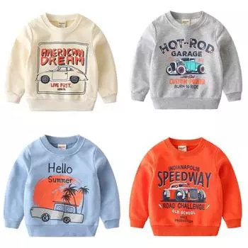 1-8 лет Детский свитшот с рисунком из мультфильмов, детский топ с круглым вырезом 100 синий