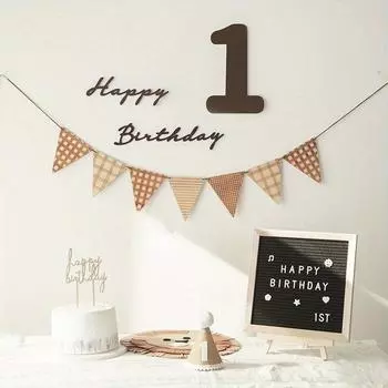 1,8 м 7 флагов деревянный треугольный флаг, письмо о дне рождения, флаг, украшение на день рождения, баннер, флаг коричневый