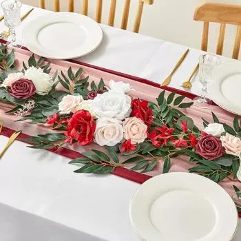 1,8 м эвкалиптовая цветочная гирлянда искусственные цветы гирлянда для стола цветочная гирлянда с цветами для свадебной арки фон настенное украшение на День благодарения оранжевый