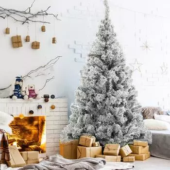 1,8 м белая флокированная искусственная рождественская елка снег рождественская карандашная елка декор для вечеринки с реалистичной ветвью усиленная металлическая основа