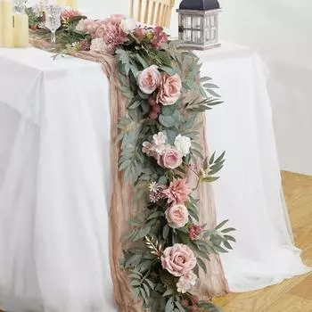 1,8 м искусственные цветы гирлянда искусственный эвкалипт для стола цветочная гирлянда с цветами для свадебной арки фон настенное украшение на День благодарения оранжевый