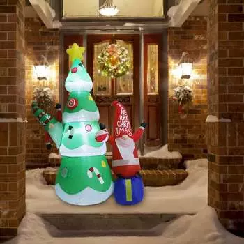 1,8 м карлик и рождественская елка надувное украшение IP44 рождественское уличное надувное украшение с вентилятором и светодиодной подсветкой US Plug 100?240V