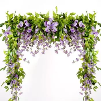 1,8 метра искусственный цветок глицинии, виноградная лоза, гирлянда из листьев плюща, шелковые цветы розы, веревка из ротанга, свадебная арка, цветок, украшение для дома и сада красный