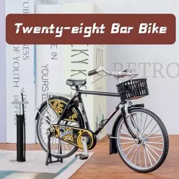 1:8 мини ретро велосипед модель миниатюрные литые игрушки для домашнего декора поделок офис Q5Q7 black-one-size