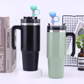 1/8 шт. 9-10 мм соломенный чехол Love Heart пищевой силикон многоразовый пыленепроницаемый милый стакан 30/40 унций соломенный наконечник заглушка Топпер протектор чашки аксессуары красный