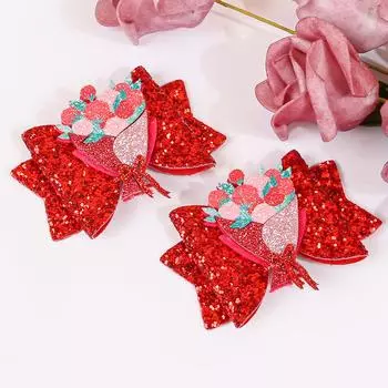 1/8 шт. Блестящие банты для волос для женщин, ко Дню матери, заколки для волос в форме сердца, детские заколки-бантики для девочек, аксессуары для волос для вечеринки