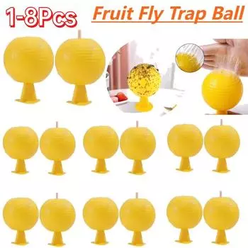 1-8 шт. ловушка для фруктовых мух и ловец липкая сфера москитная ловушка ловушка для насекомых клейкая гибкая доска для цитрусовых фруктовых мух журчалок комаров 1PC жёлтый