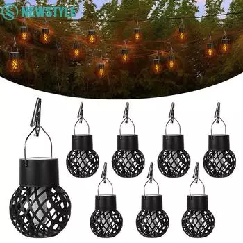 1-8 шт. светодиодный эффект пламени подвесной фонарь уличный мерцающий огонь подвесной шар лампа ретро дорожка лампа полый свет садовый забор 1pc