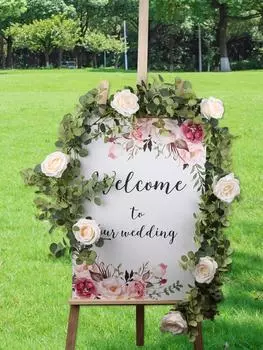 1.8M Artificial Flower Eucalyptus Leaf Rose Vine Rose Wreath Eucalyptus Leaf Vine for Home Garden Wedding Arch Decor Rattan шампанского