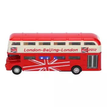 1:90 Детский двухслойный игрушечный автобус, детский игрушечный автомобиль со звуком и светом, игрушечный автомобиль с инерцией(красный ) красный