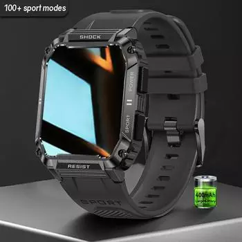 1,95-дюймовые водонепроницаемые мужские умные часы для активного отдыха, 100+ режимов спорта, фитнес-трекер, умные часы с функцией Bluetooth, звонок, большая батарея 400 мАч