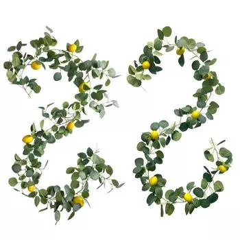 1,95 м искусственная лимонная гирлянда весенняя зеленая гирлянда с лимонами и зелеными листьями эвкалипта лимонный венок для праздничного стола у входной двери свадебный декор
