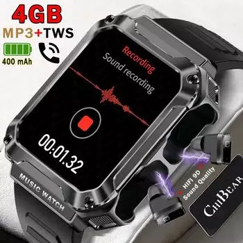 1,96-дюймовый экран умные часы 3 в 1 беспроводная гарнитура 4 ГБ памяти 400 мАч аккумулятор Bluetooth вызов умные часы для мужчин и женщин + коробка