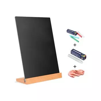 1 акриловая доска с деревянным углом наклона для удобного рисования мелом на столе, меню для обеденного ресторана, в комплекте основание, угол обзора 70°, полка, тарелка, этикетка и т. д. (A4)