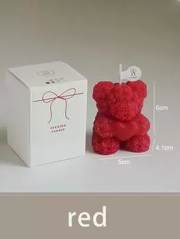 1 ароматическая свеча на День святого Валентина, розы, мишки, подходит для украшения дома, для сочетания с подарками, для дарения подарков
