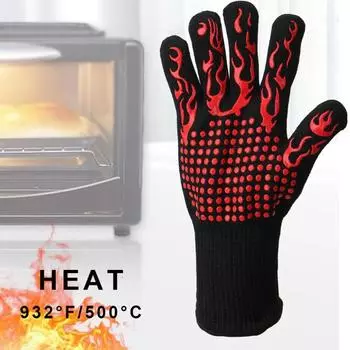 1 экстремально жаропрочные перчатки, перчатки для приготовления пищи на гриле, перчатки для барбекю, 1472 красный