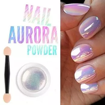 1 банка жемчужных пудр для ногтей с эффектом зеркала Aurora Chrome Mermaid Nail Art Powder Rainbow AB Magic Mirror Pearl Shell Powder Supplies 0.2g