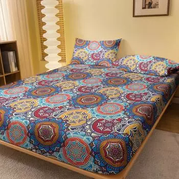 1 Bohemian Patterned Frosted Bedsheet, Bedroom Printed Bedspread, Bedding (Excluding Pillowcases) 71x132cm