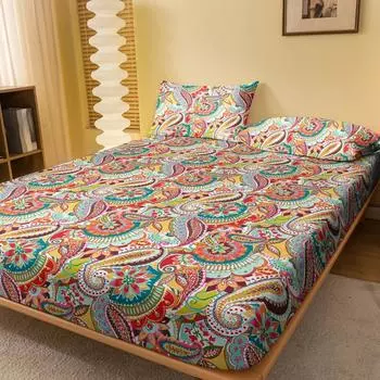 1 Bohemian Patterned Frosted Bedsheet, Bedroom Printed Bedspread, Bedding (Excluding Pillowcases) 71x132cm