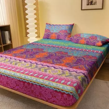 1 Bohemian Patterned Frosted Bedsheet, Bedroom Printed Bedspread, Bedding (Excluding Pillowcases) 71x132cm