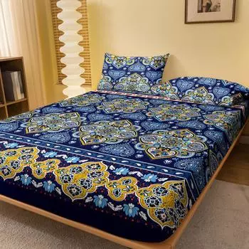 1 Bohemian Patterned Frosted Bedsheet, Bedroom Printed Bedspread, Bedding (Excluding Pillowcases) 71x132cm