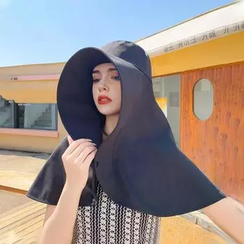 1 большая солнцезащитная шапка с шалью для женской пляжной шляпы, солнцезащитная шляпа «все включено» One Size