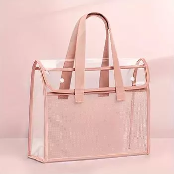 1 большая вместительная прозрачная водонепроницаемая ручная папка, расширяемая сумка для хранения файлов, самоклеящаяся сумка из ПВХ для файлов розовый