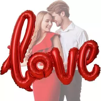 1 большой красный воздушный шар из алюминиевой пленки с надписью «Любовь» на День святого Валентина, свадебное признание, украшение, реквизит для фотосъемки