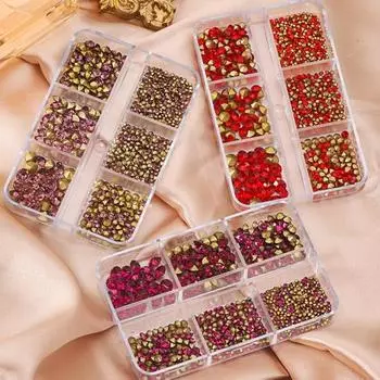 1 коробка антиоксидантных водонепроницаемых страз 6 сеток для ногтей съемные устойчивые к падениям легко приклеиваемые стразы для ногтей A