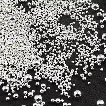 1 коробка, мини-стальные бусины, блестящие трехмерные непористые золотистые/серебристые крошечные бусины, аксессуары для дизайна ногтей «сделай сам», украшения для дизайна ногтей, икра, бусины A