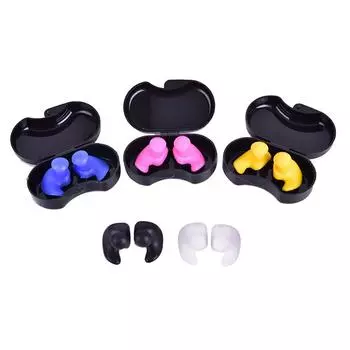 1 Box Silicone Waterproof Dust-Proof Earplugs Diving Water Sports Swimming Accessories синий