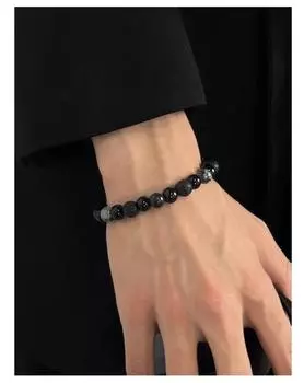 1 браслет Браслет из обсидиана в темном стиле для мужчин и женщин, легкие, роскошные, нишевые, высококачественные, парные украшения для рук, трендовые ювелирные изделия из вулканического камня