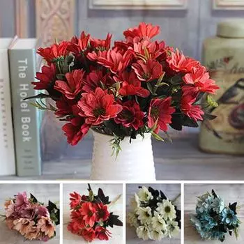 1 букет/10 голов/5 ветвей искусственный цветок ромашки украшение для офиса и дома светло-фиолетовый