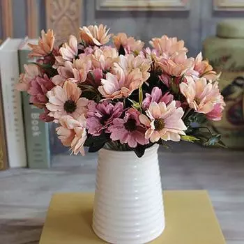 1 букет/10 голов/5 ветвей искусственный цветок ромашки украшение для офиса и дома светло-фиолетовый