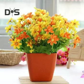 1 букет 28 головок искусственный шелковый цветок ромашки домашнее свадебное украшение белый