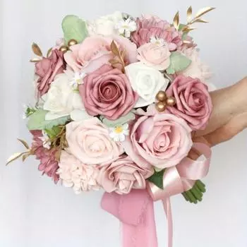 1 букет 30 см свадебный букет искусственных роз цветы для невесты подружки невесты, бохо деревенская свадебная церемония годовщина декор 1 Pc темно-синий