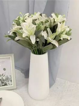1 букет 40 см 10 головок искусственный цветок лилии шелковые поддельные букеты лилий для дома, отеля, цветочная композиция, декор для свадебной вечеринки коричневый