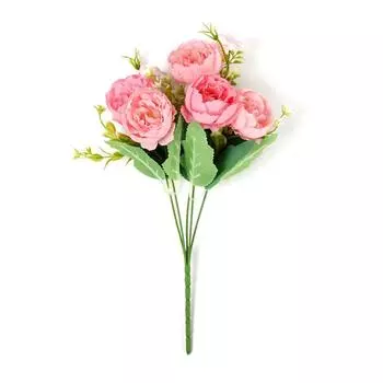 1 букет, 5 головок, искусственные цветы, пион, чайная роза, осенние шелковые искусственные цветы для DIY гостиной, домашнего сада, свадебное украшение 1pcs