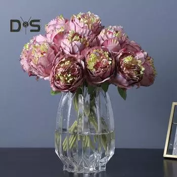 1 букет 5 головок пиона искусственный шелк искусственные цветы свадебный декор