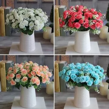 1 букет, имитация розы, без полива, яркие декоративные яркие цвета, искусственные цветы, украшение дома зелёный